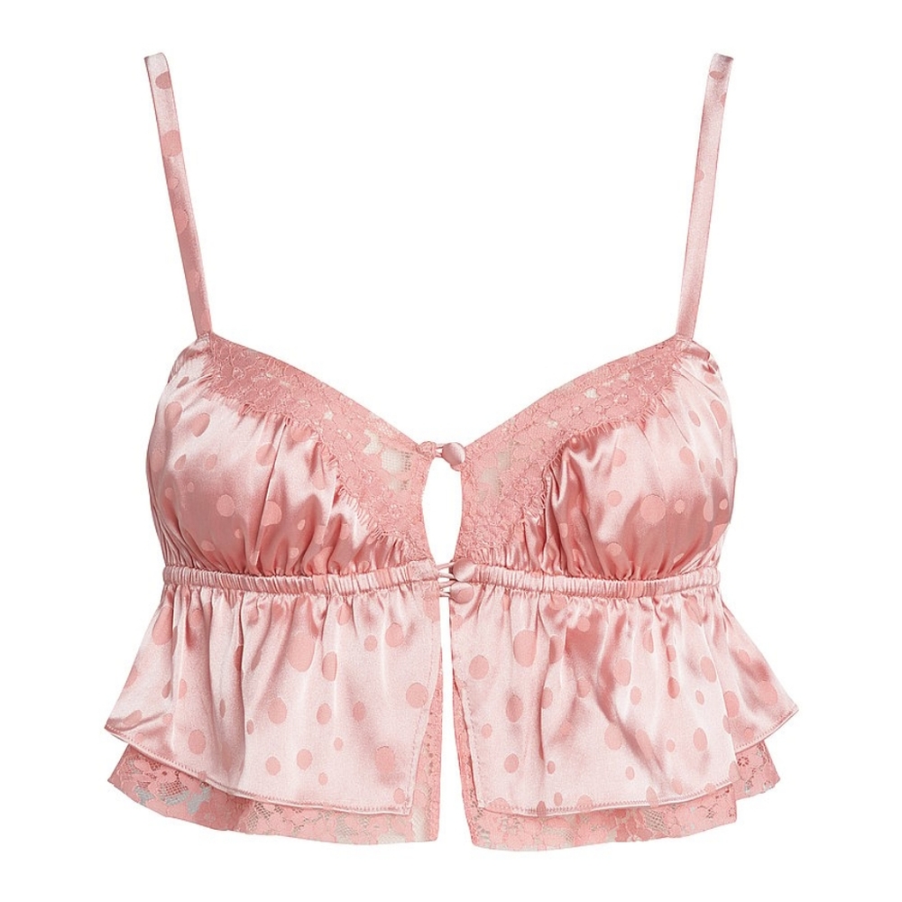 NEW For Love & Lemons Pink Jacquard Crop Cami Size Large
